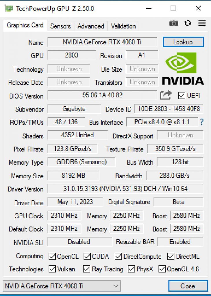 Gigabyte RTX 4060 Ti Gaming OC
