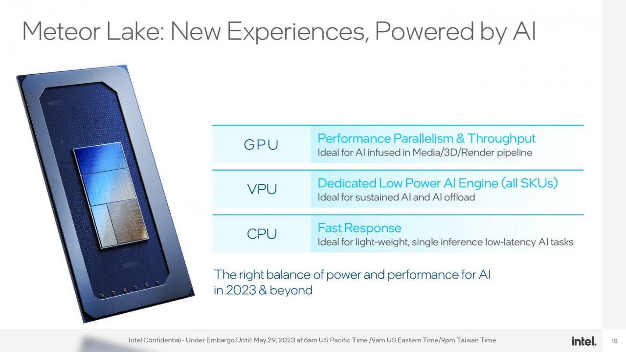 [30/05/2023] Intel hat im Rahmen der Computex seinen ersten Prozessor aus der Meteor-Lake-Serie im Laptop vorgestellt. Dabei wurden die Fähigkeiten der VPU demonstriert. (1)