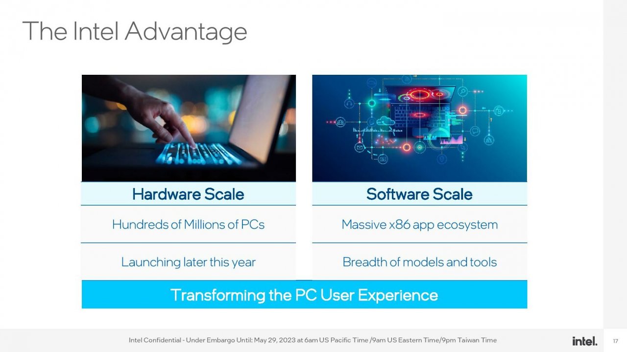 [30/05/2023] Intel hat im Rahmen der Computex seinen ersten Prozessor aus der Meteor-Lake-Serie im Laptop vorgestellt. Dabei wurden die Fähigkeiten der VPU demonstriert. (6)