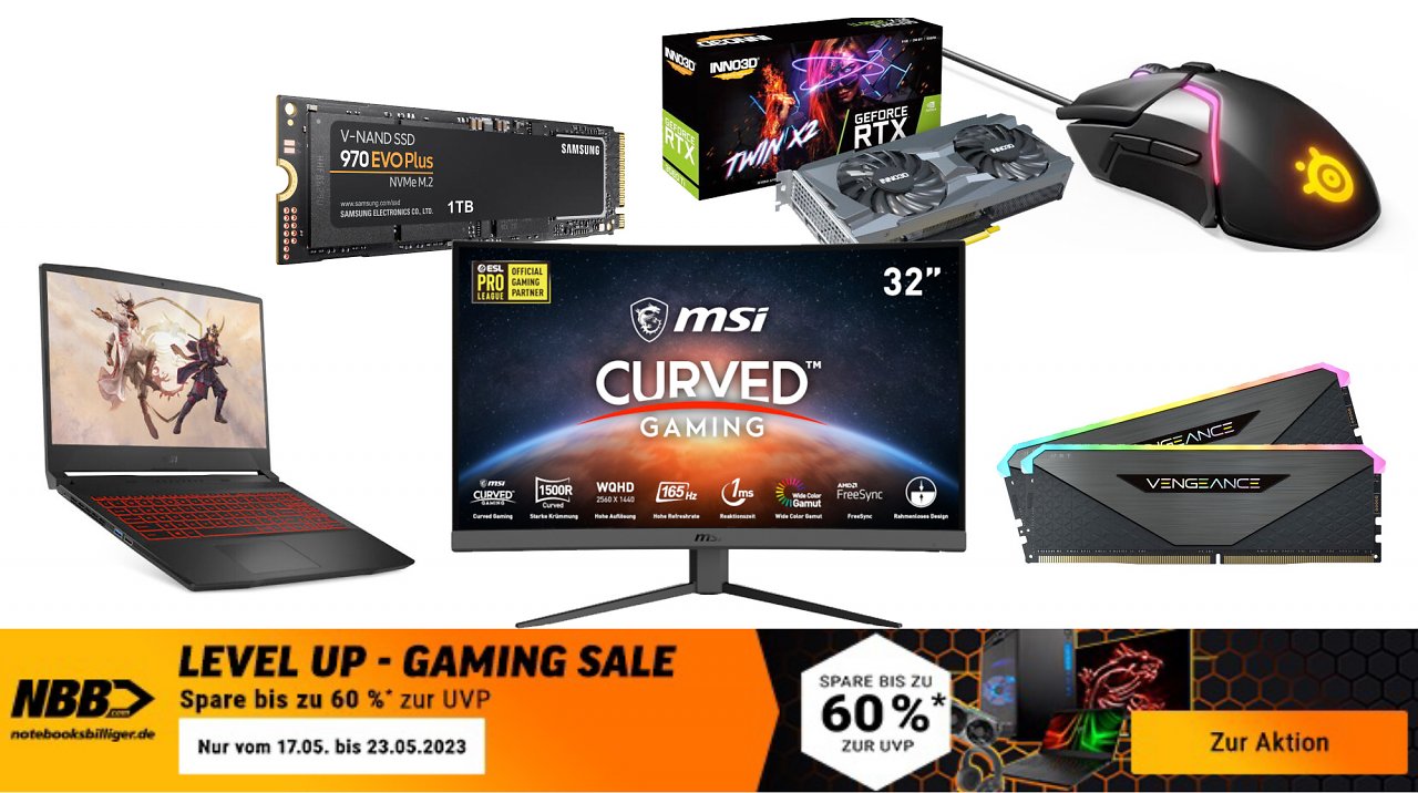 [17/05/2023] Bis 60 % auf SSD, Monitor, Grafikkarte, Laptop uvm.: Großer Gaming-Sale bei NBB