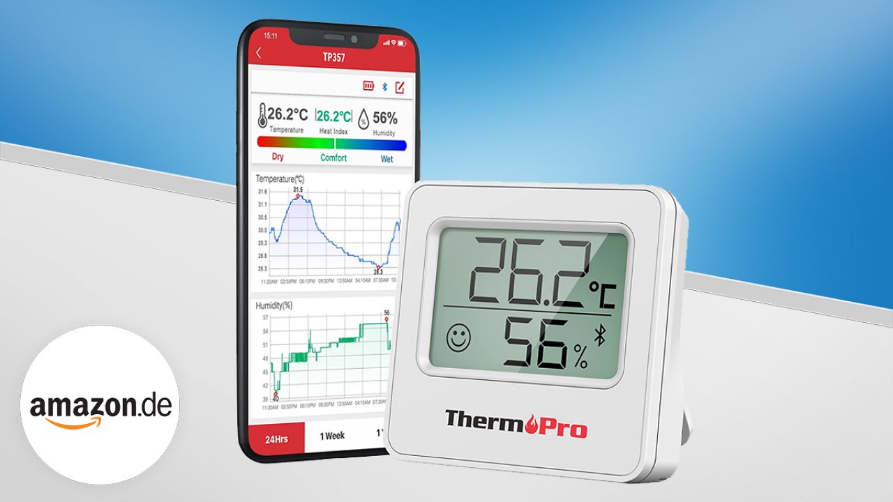 [19/05/2023] 42 % Rabatt auf Bluetooth-Hygrometer: Luftfeuchtigkeit und Temperatur clever messen via App