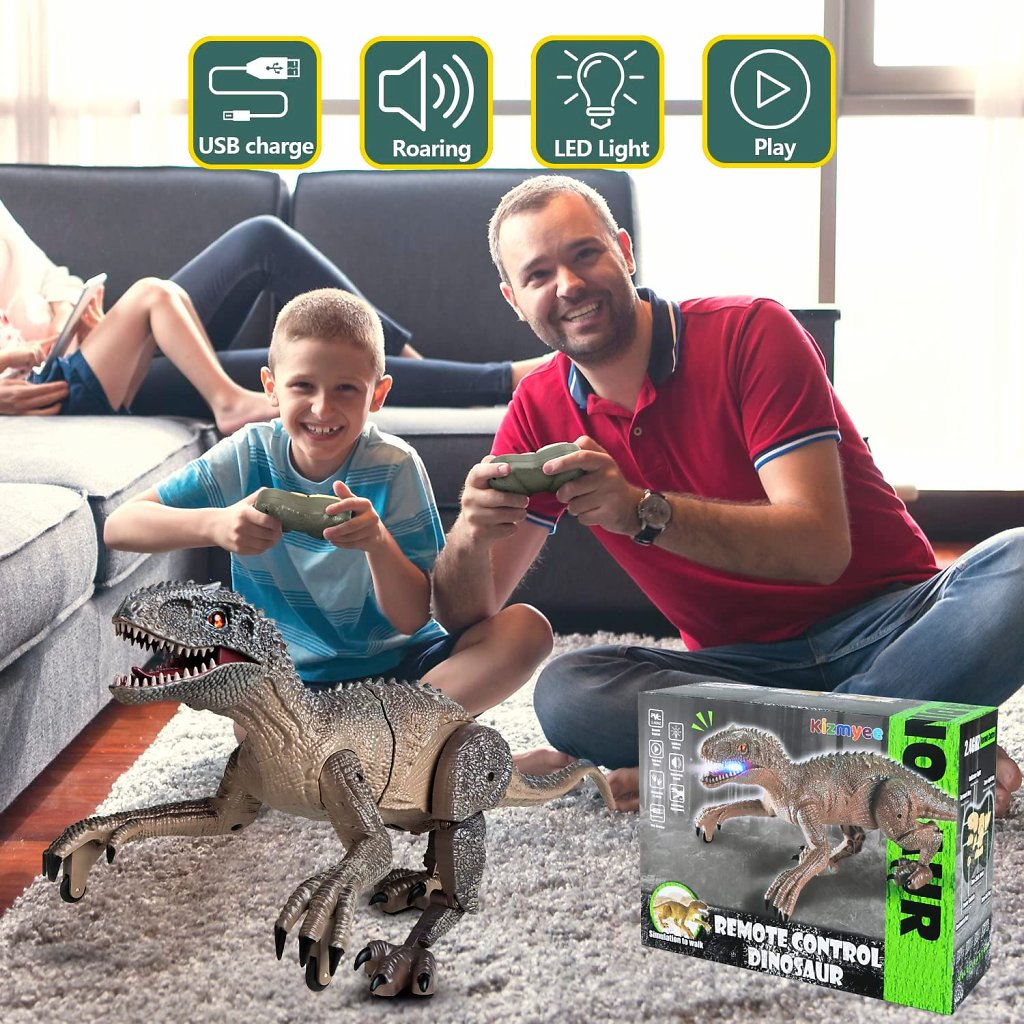 Der ferngesteuerte Dinosaurier ist ein Spaß für Groß und Klein.