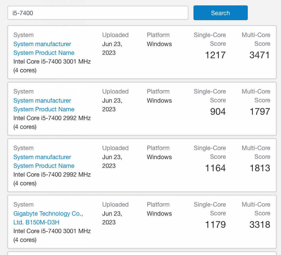 [26/06/2023] Intel Core i5-7400 (