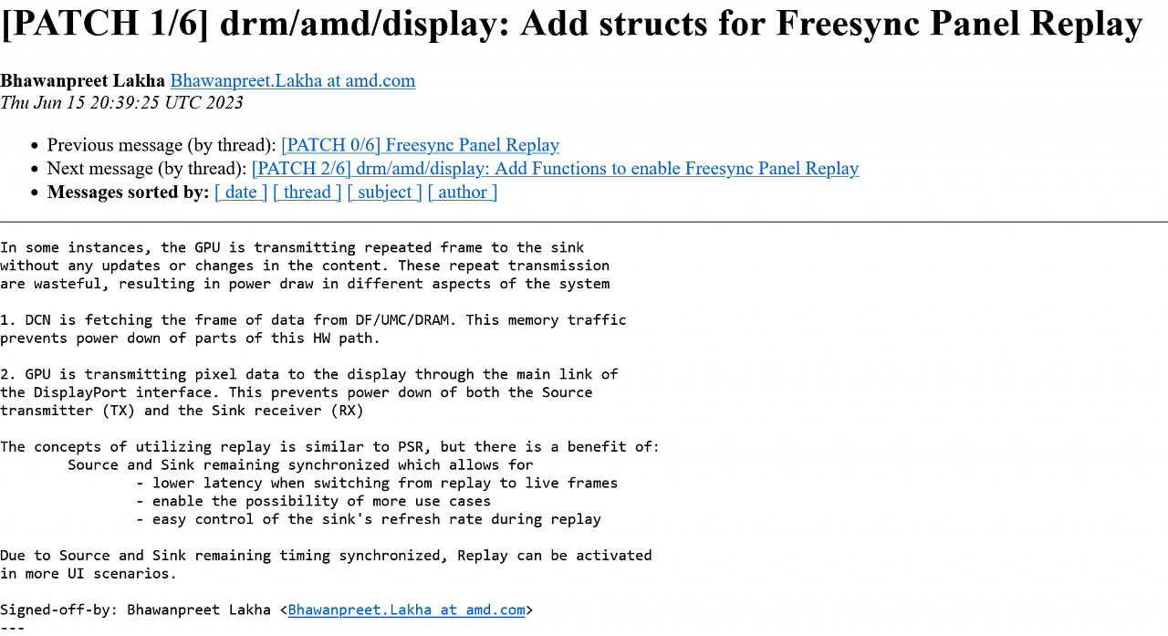 [20/06/2023] AMD FreeSync Panel Replay