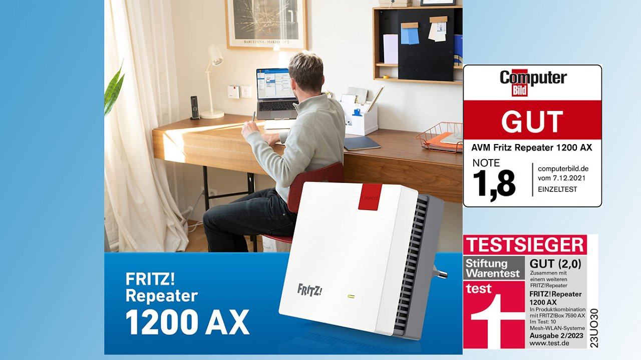 Bestseller zum Bestpreis: AVM Fritz Repeater AX 1200 für höhere WLAN-Reichweite