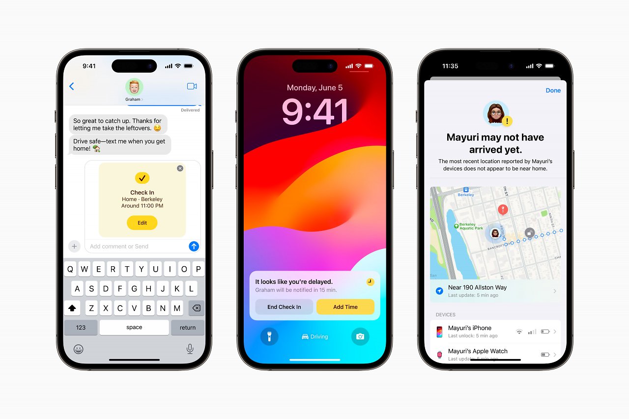 [06/06/2023] Apple WWDC23 iOS 17 Check-In-Feature