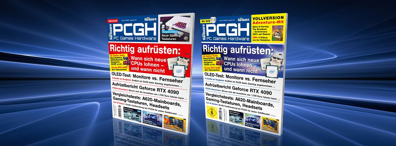 [1] PCGH 08/2023: Wann lohnt sich eine neue CPU und wann eine GPU? Welche Spiele erwarten uns demnächst, und welche Peripherie-Geräte können wir im Test empfehlen? In der 274. PCGH-Ausgabe dröseln wir das und vieles mehr für Sie auf.