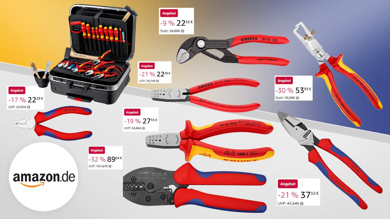 [04/06/2023] Besser schnell sein: Amazon haut Knipex Cobra, Crimpzange, Werkzeugkoffer uvm. raus