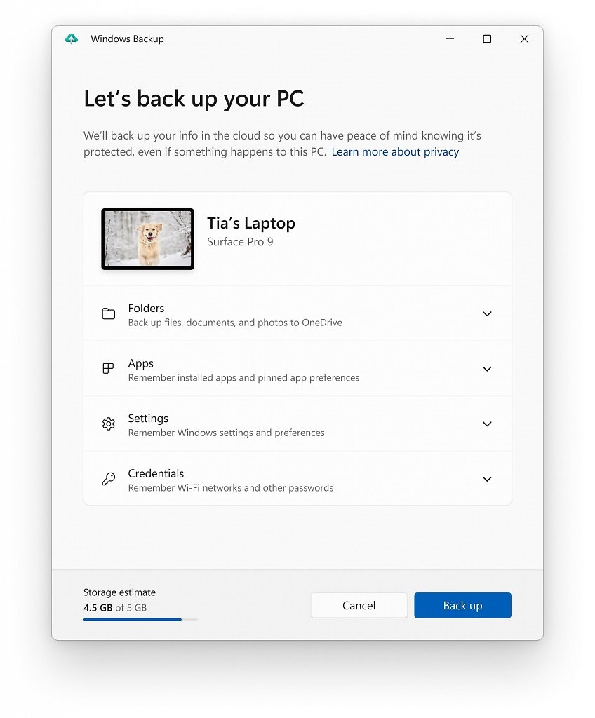 [02/06/2023] Microsoft Windows Backup App in Windows 11