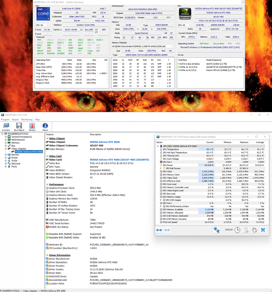 [26/06/2023] Nvidia Geforce RTX 4060: Hwinfo-Overview (die 55 Watt Idle-Power sind ein Auslesefehler!)