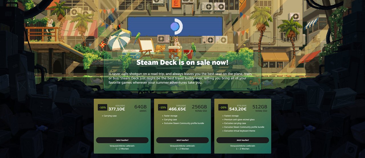 [30/06/2023] Steam Deck mit bis zu 20 Rabatt im Shop von Valve
