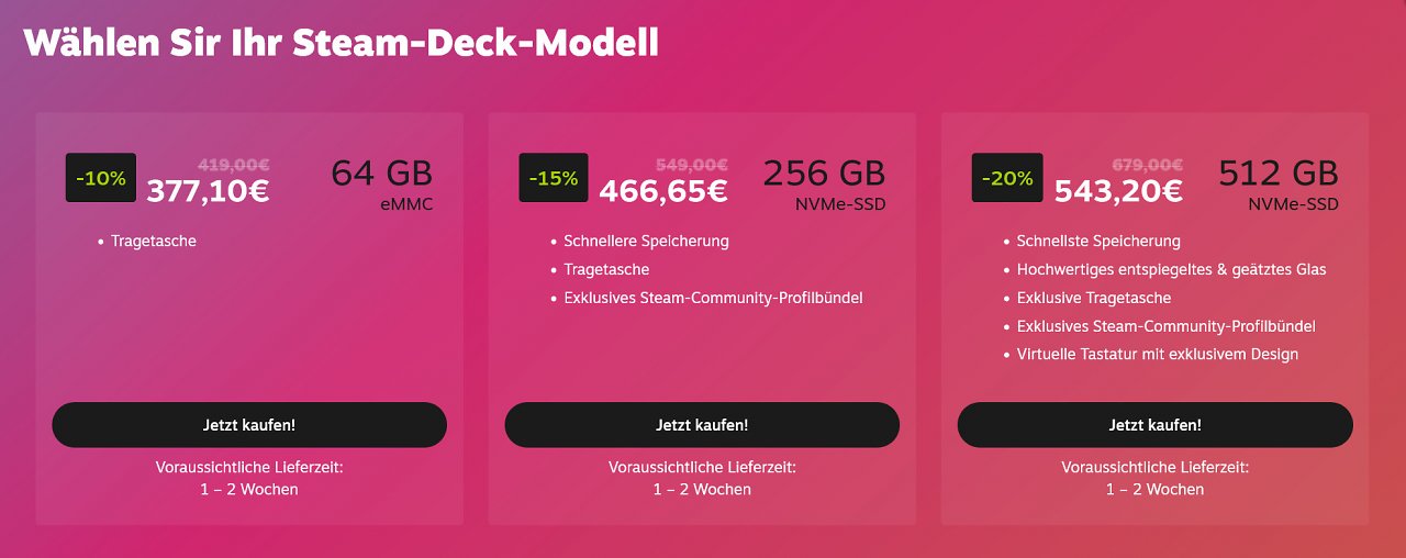 [30/06/2023] Valve bietet das Steam Deck zum Steam Summer Sale ab 377,10 Euro an