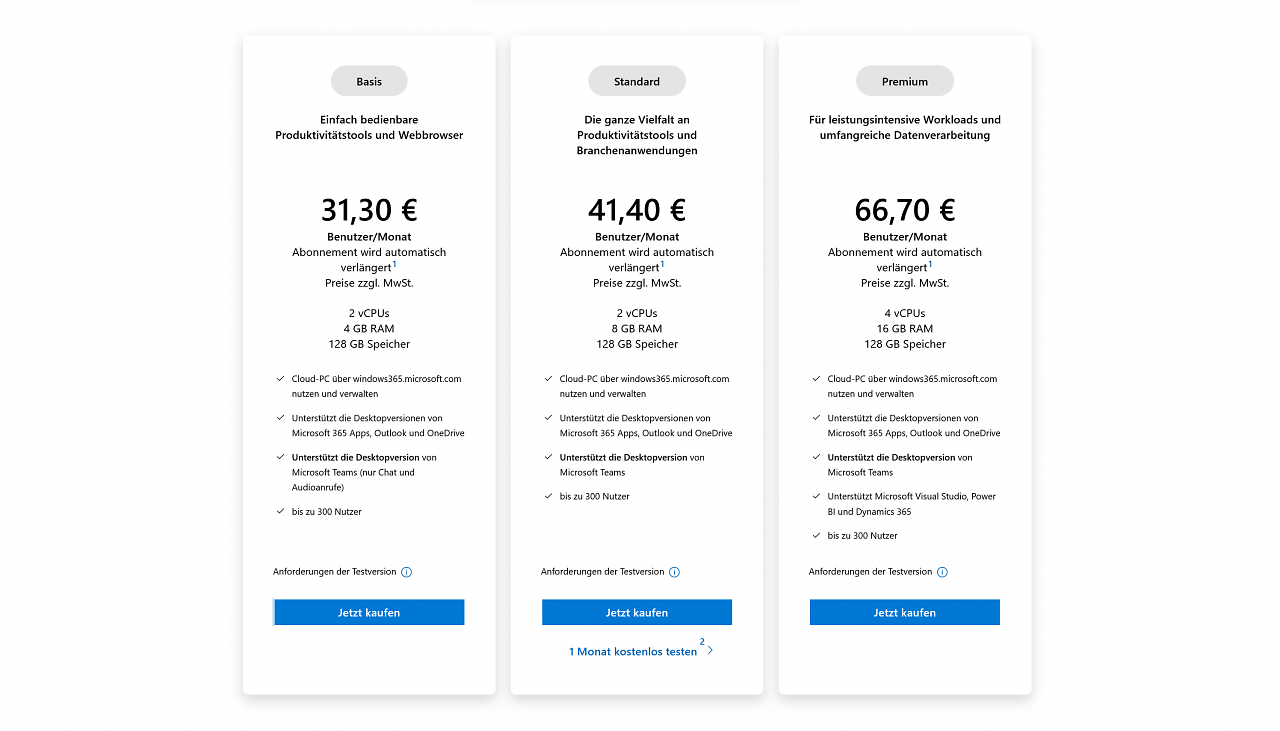 [28/06/2023] Windows 365 Business und Enterprise kosten ab 31,30 Euro pro Anwender im Monat
