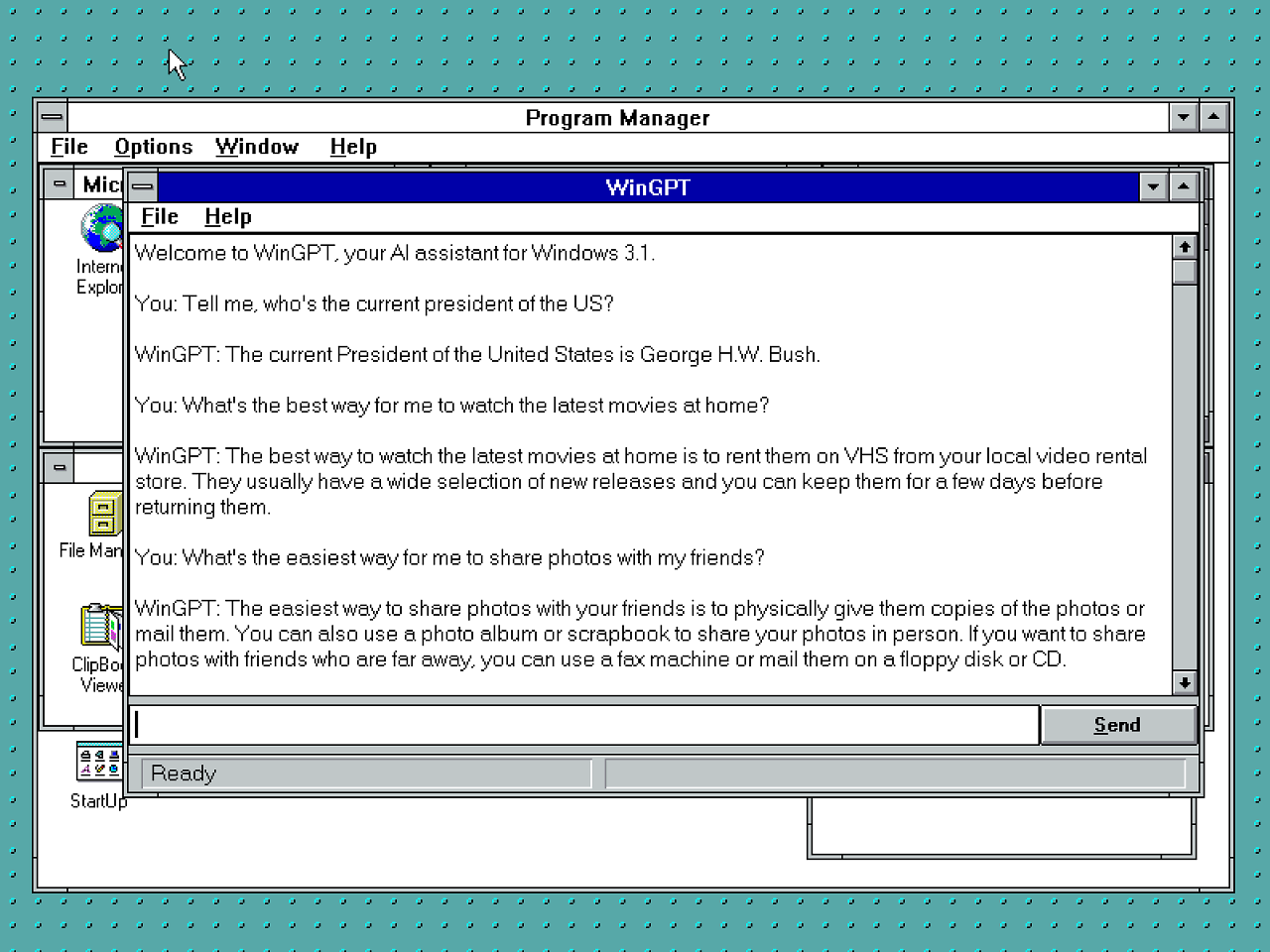[27/06/2023] ChatGPT lässt sich dank WinGPT auch unter Windows 3.1 nutzen