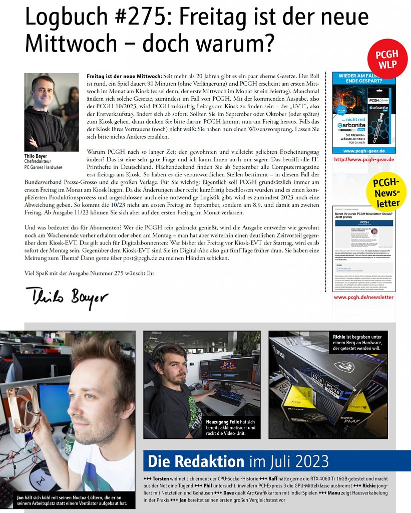 [25/07/2023] Editorial der 275. Ausgabe.