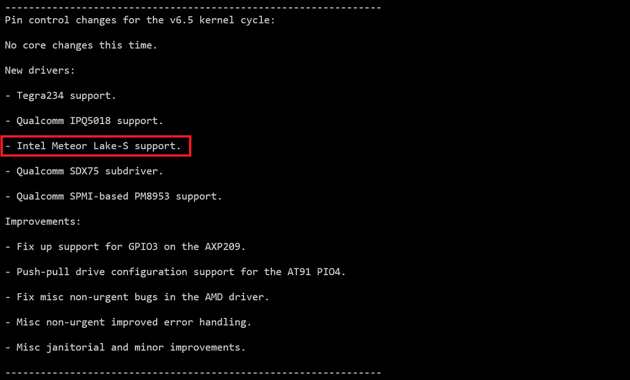 [03/07/2023] Meteor Lake-S wird von Linux 6.5 unterstützt