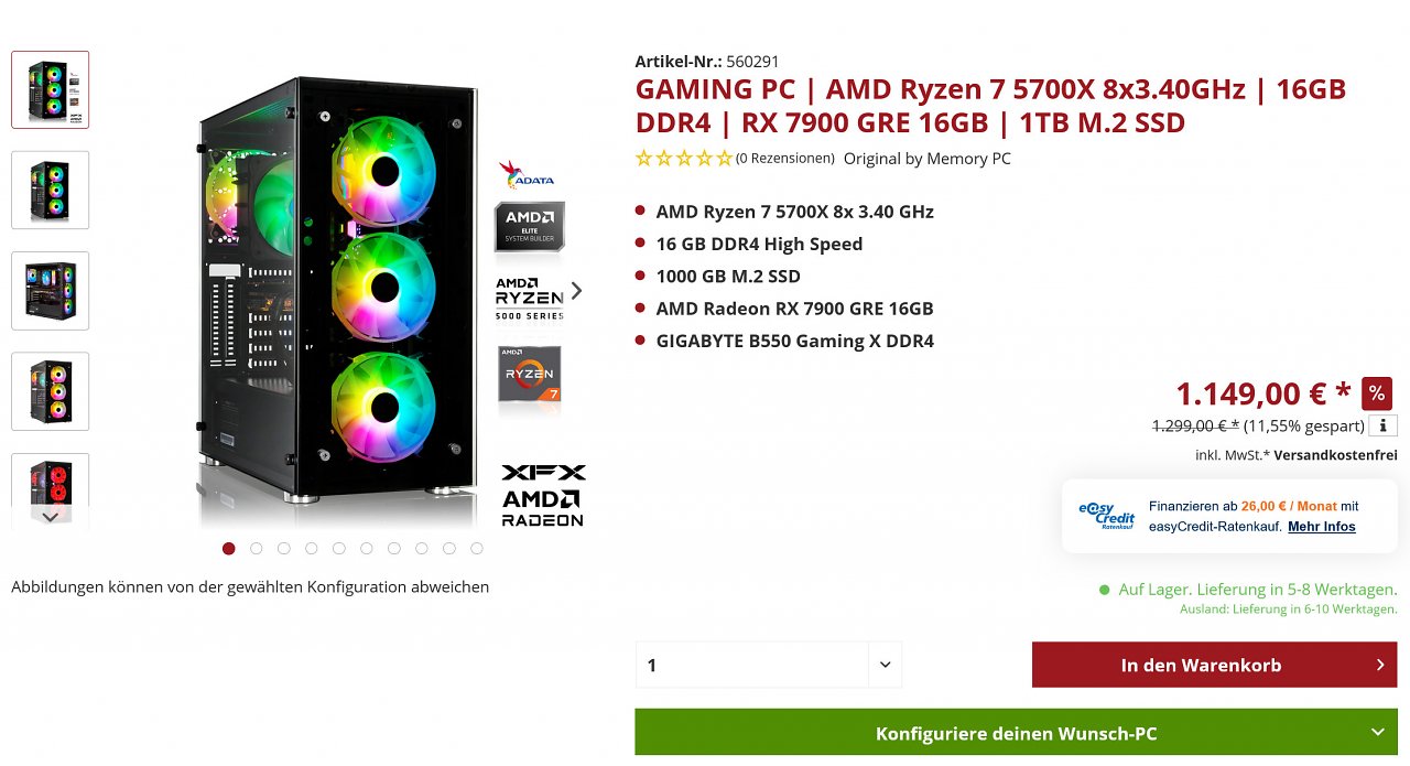 [28/07/2023] AMD Ryzen 7 5700X + AMD Radeon RX 7900 GRE