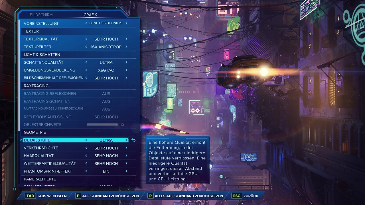 [31/07/2023] Ratchet & Clank Rift Apart: Auf Radeons ist Raytracing derzeit ausgegraut.