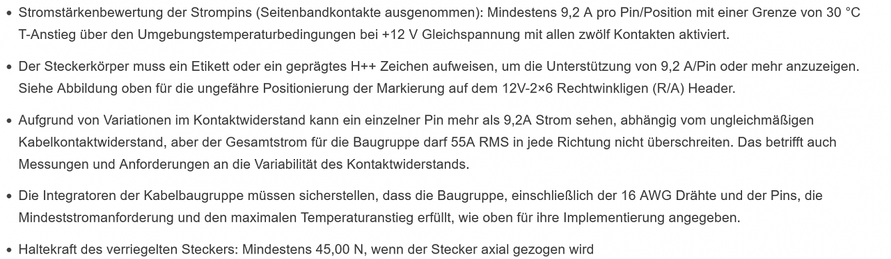 [03/07/2023] Leistungsanforderungen an den Stecker und die Kabelbaugruppe