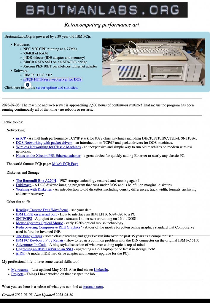 [17/07/2023] 39 Jahre alter DOS-Web-Server erreicht 2.500 Stunden Betriebszeit