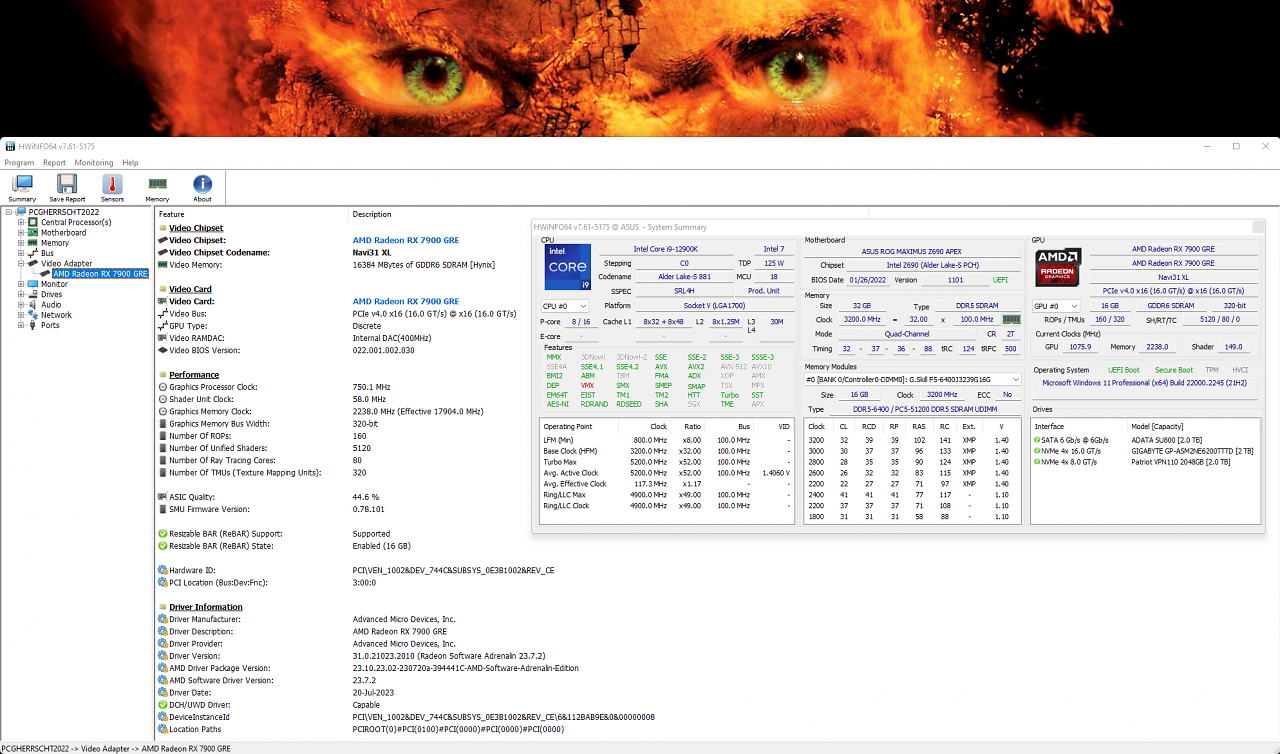 [15/08/2023] AMD Radeon RX 7900 GRE MBA: Hwinfo Overview