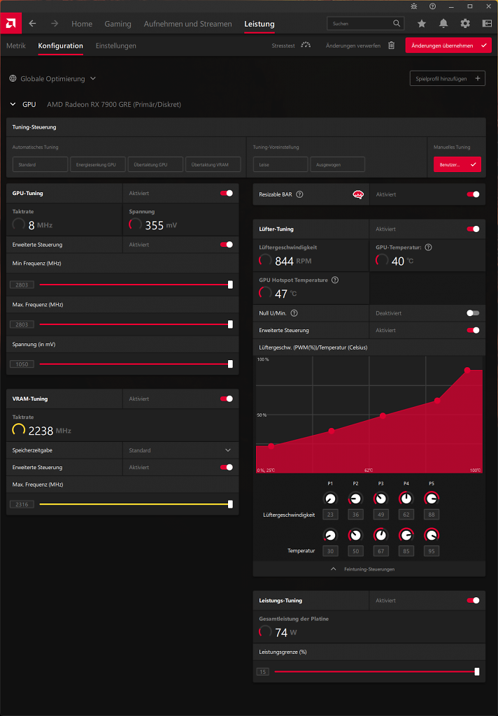 [17/08/2023] AMD Radeon RX 7900 GRE MBA Wattmanager MAX Settings