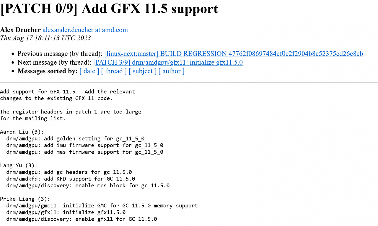 [18/08/2023] AMD hat mit den Arbeiten am Grafiktreiber für RNDA 3.5 begonnen