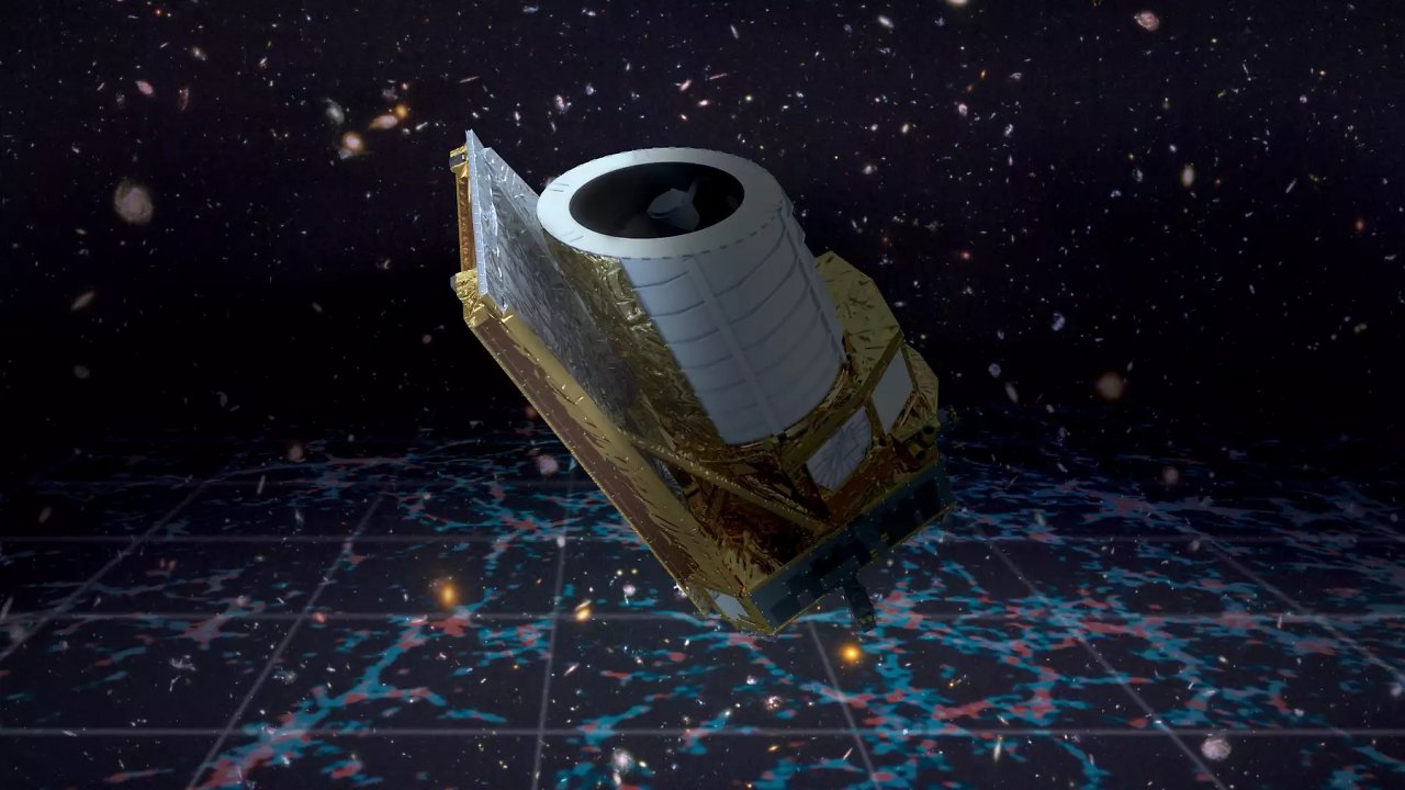 [01/08/2023] Eine künstlerische Darstellung der Euclid-Mission im Weltraum. Ziel der Euclid-Mission ist die Erforschung der Zusammensetzung und Entwicklung des dunklen Universums. Das Weltraumteleskop wird eine Karte der großräumigen Struktur des Universums in Raum und Zeit erstellen, indem es Milliarden von Galaxien in einer Entfernung von bis zu 10 Milliarden Lichtjahren auf mehr als einem Drittel des Himmels beobachtet.