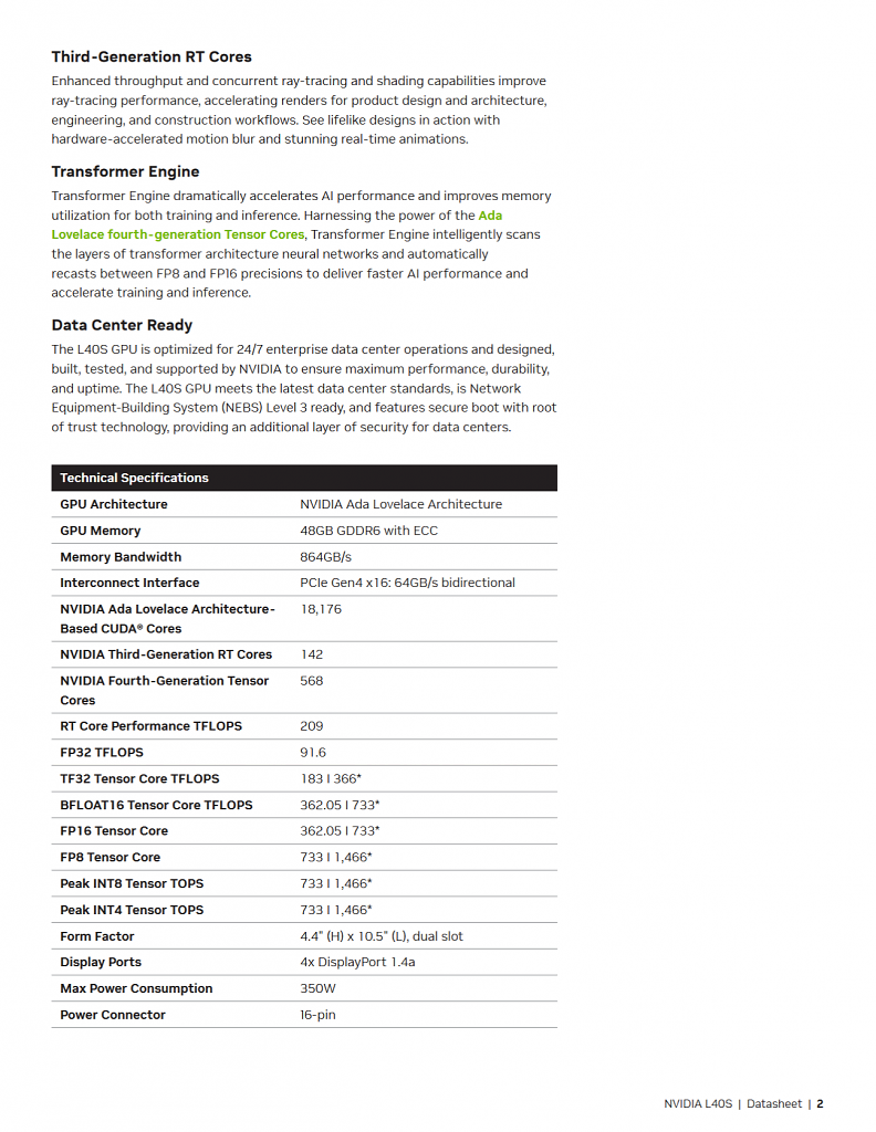 [10/08/2023] Nvidia L40S - Datenblatt