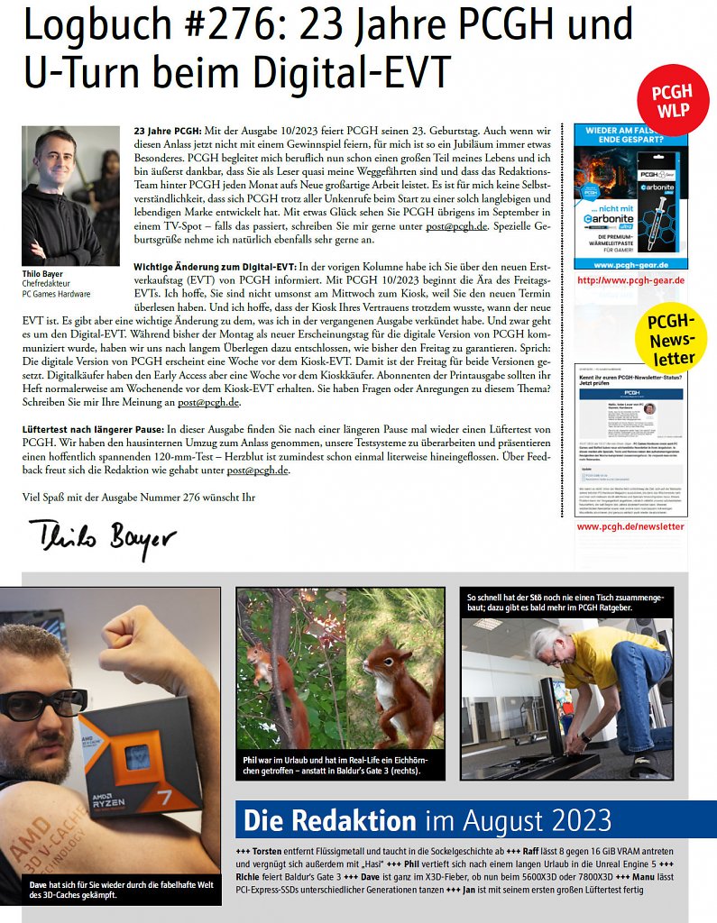 [31/08/2023] Editorial der 276. Ausgabe.