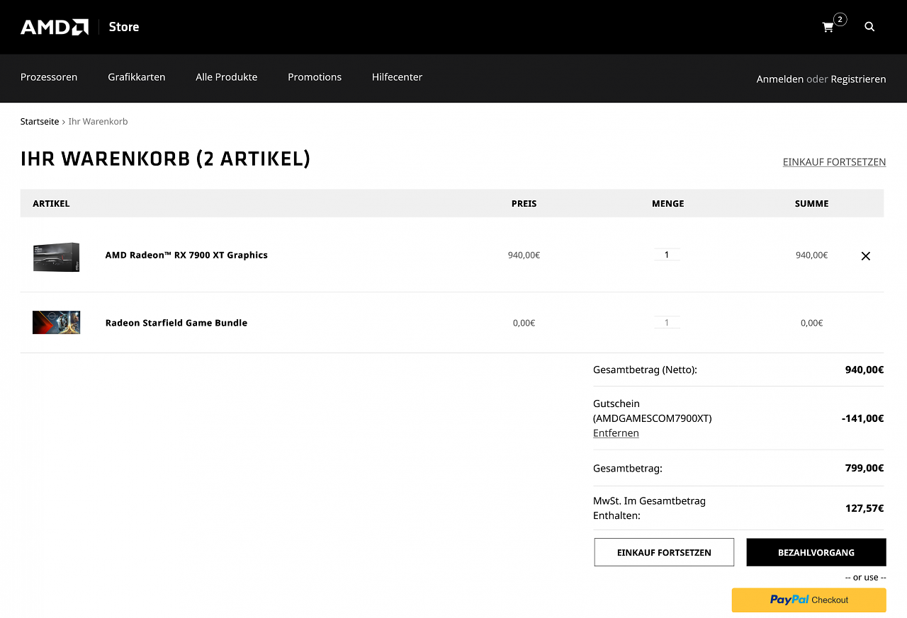 [25/08/2023] AMD bietet die Radeon RX 7900 XT im Referenzdesign zur Gamescom 2023 für 799 Euro an