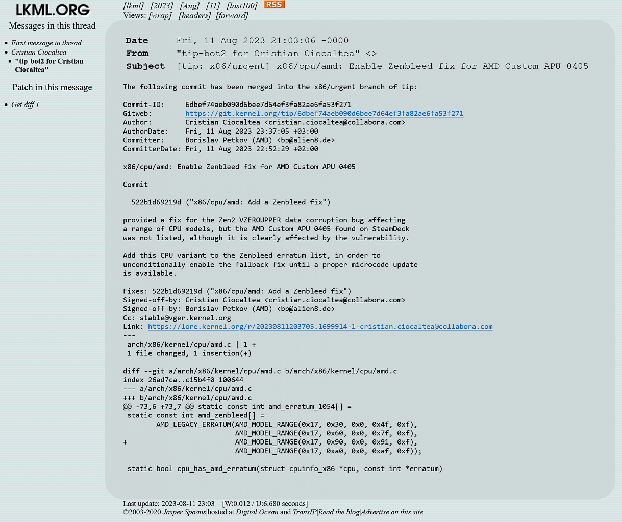 [15/08/2023] Ein Sicherheitsupdate für die Custom-APU (
