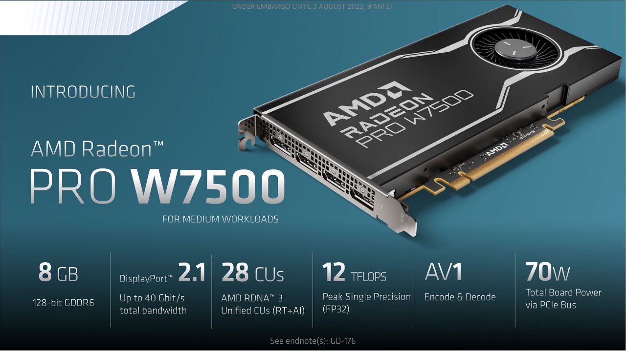 [03/08/2023] Spezifikationen der AMD Radeon Pro W7500