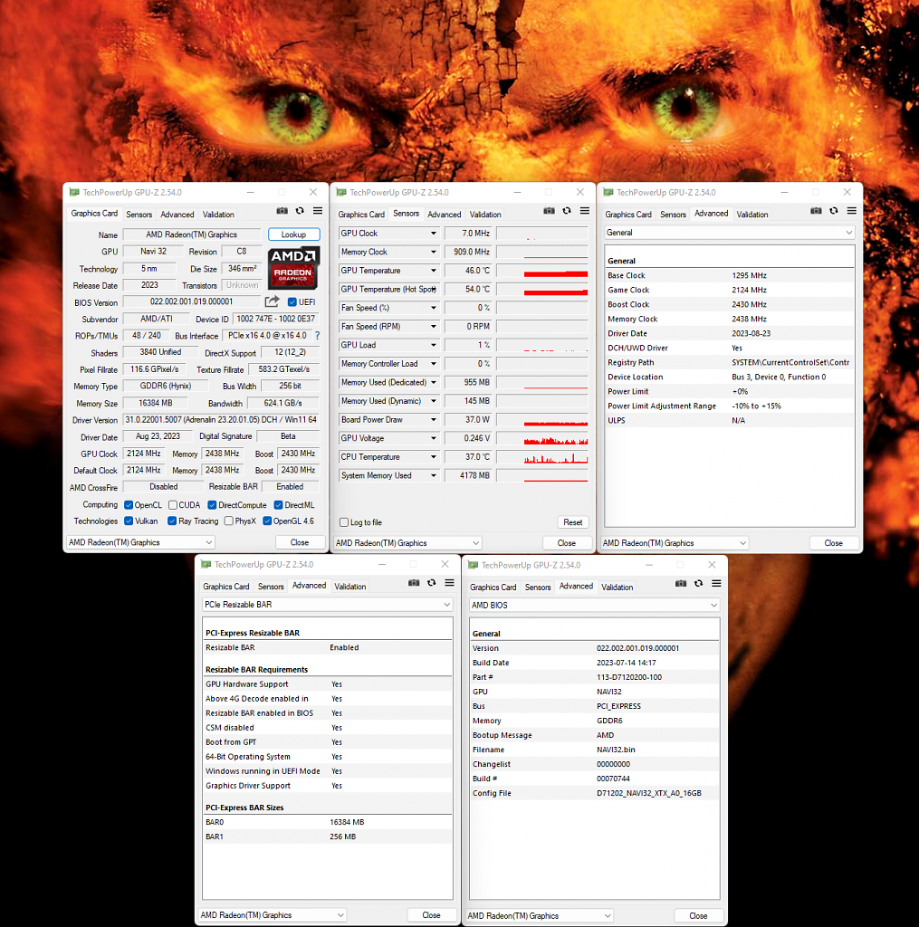 [04/09/2023] AMD Radeon RX 7800 XT MBA: GPU-Z Overview