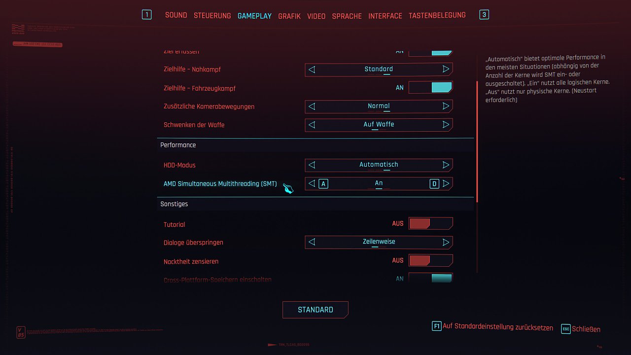 [19/09/2023] Für die meisten Spieler ist die automatische Einstellung am einfachsten. Versierte Nutzer, die genau wissen, welche CPU sie verbaut haben, können mit der manuellen Einstellung jedoch noch mehr Leistung gewinnen. Unsere Empfehlung auf Basis der uns vorliegenden Benchmarks: Bei Ryzen-Sechskernern Automatisch, bei Acht- und Zwölfkernern An und bei 16-Kernern Aus. Am besten testen Sie die Funktion selbst, Neustart zwischen dem Umschalten nicht vergessen.