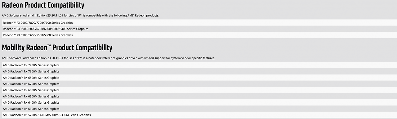 [17/09/2023] AMD Software: Adrenalin Edition 23.20.11.01 for Lies of P
