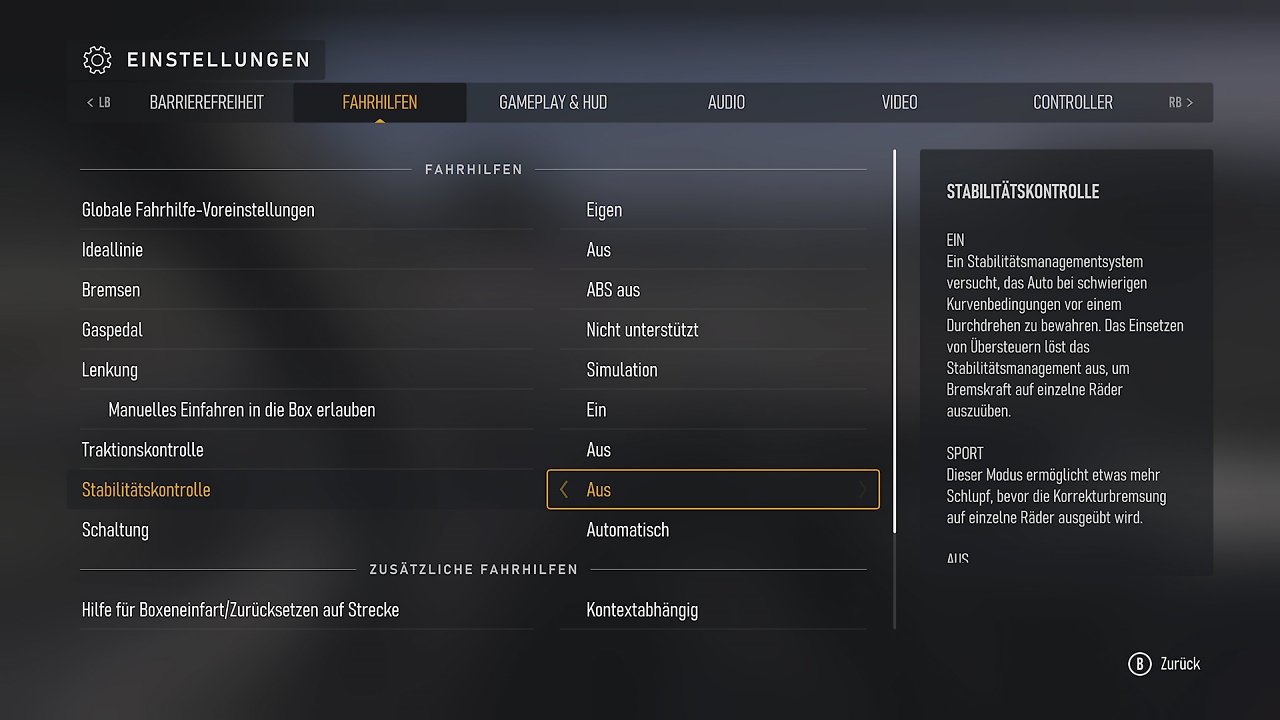 [11/09/2023] Fahrhilfen in Forza Motorsport.