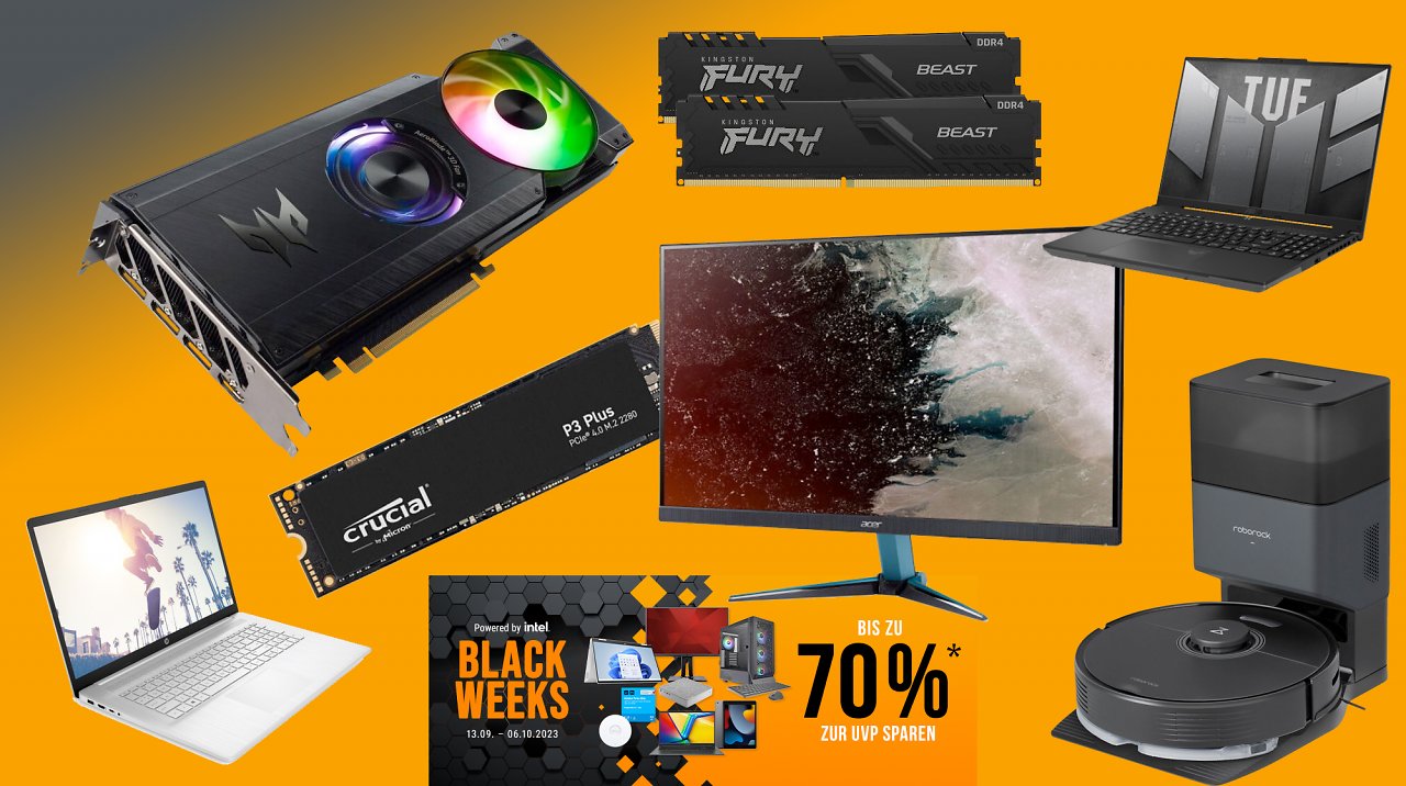 [13/09/2023] Gaming-Monitor, Grafikkarte, SSD, RAM, Laptop nie günstiger: NBB Black Weeks mit bis zu 70 % Rabatt