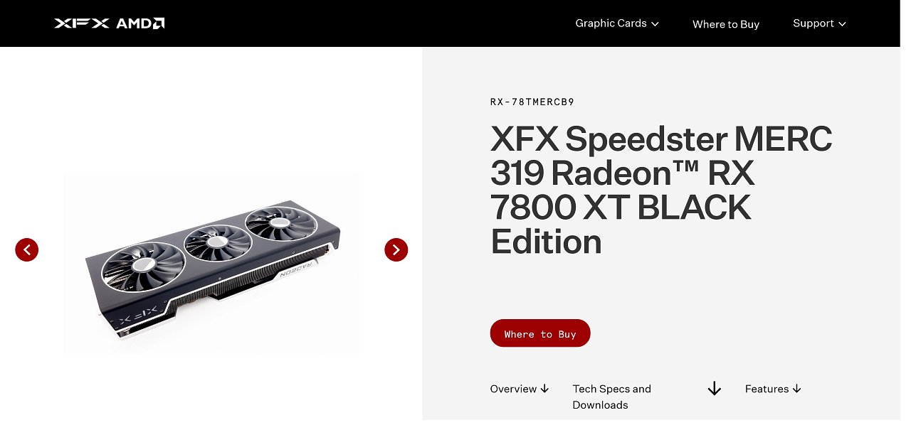 [05/09/2023] XFX Radeon RX 7800 XT Merc 319 Black Edition