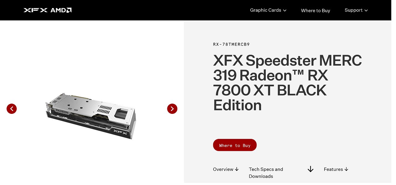 [05/09/2023] XFX Radeon RX 7800 XT Merc 319 Black Edition