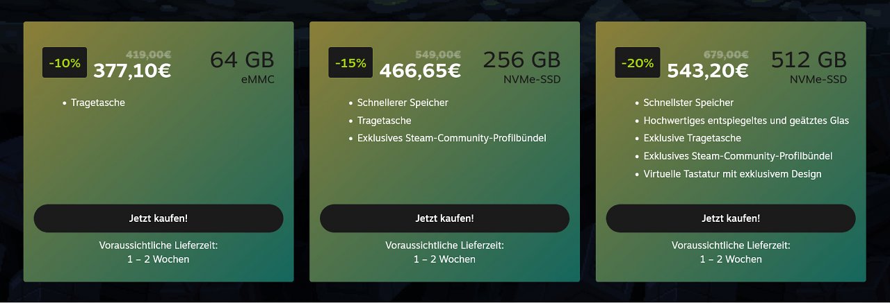 [15/09/2023] Das Steam Deck ist aktuell zu Preisen ab 377,10 Euro im Angebot