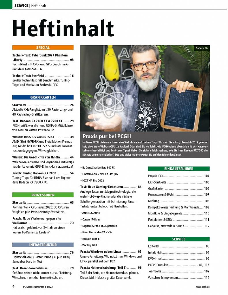 [28/09/2023] In unserem Inhaltsverzeichnis sind alle größeren Themen und Artikel unseres Hefts übersichtlich aufgelistet.