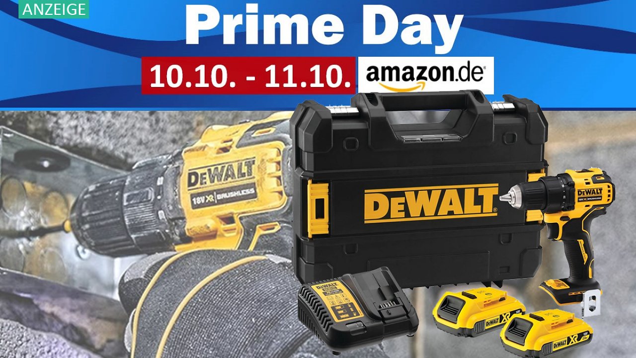 [09/10/2023] Amazon Prime Day: Über 100 Euro Rabatt auf Dewalt Akku-Bohrschrauber, Akkus & Co.
