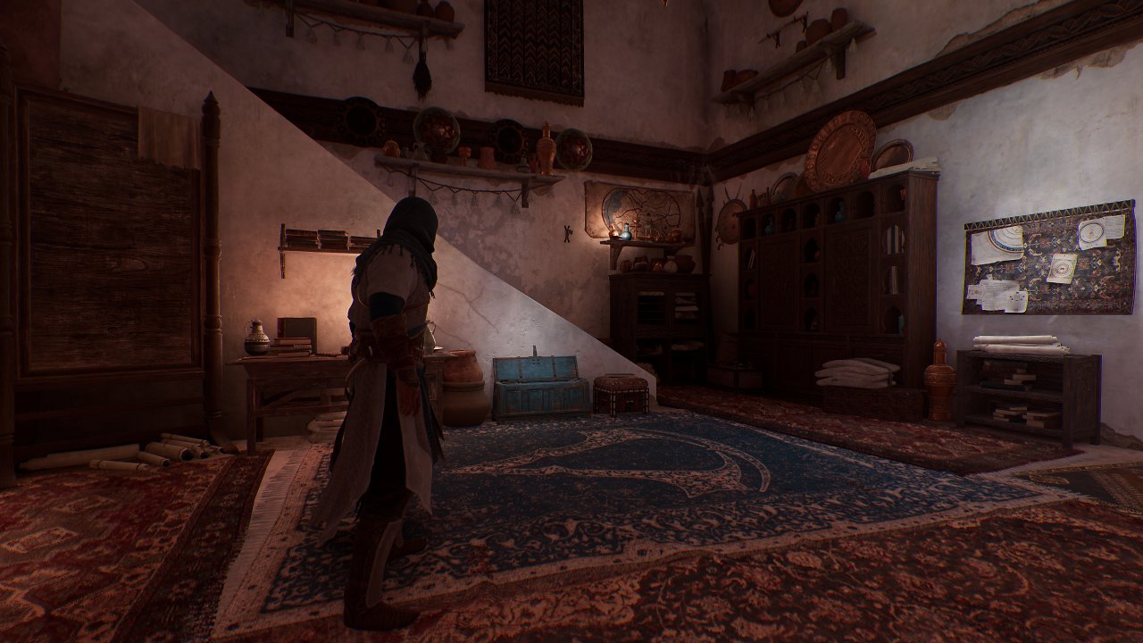 [05/10/2023] Assassin's Creed Mirage - Ein gutes Beispiel für Fake-Lichtquellen. Diese wurden allerdings aus Spiel-Design-Gründen gesetzt, nicht um die Beleuchtung zu ergänzen.Das menschliche Auge reagiert auf Licht und fühlt sich zu ihm hingezogen. Die Lichtquellen wurden dort platziert, um die Ausrüstungstruhe und die Auftragstafel mit den Nebenquests optisch hervorheben. Ein eher 