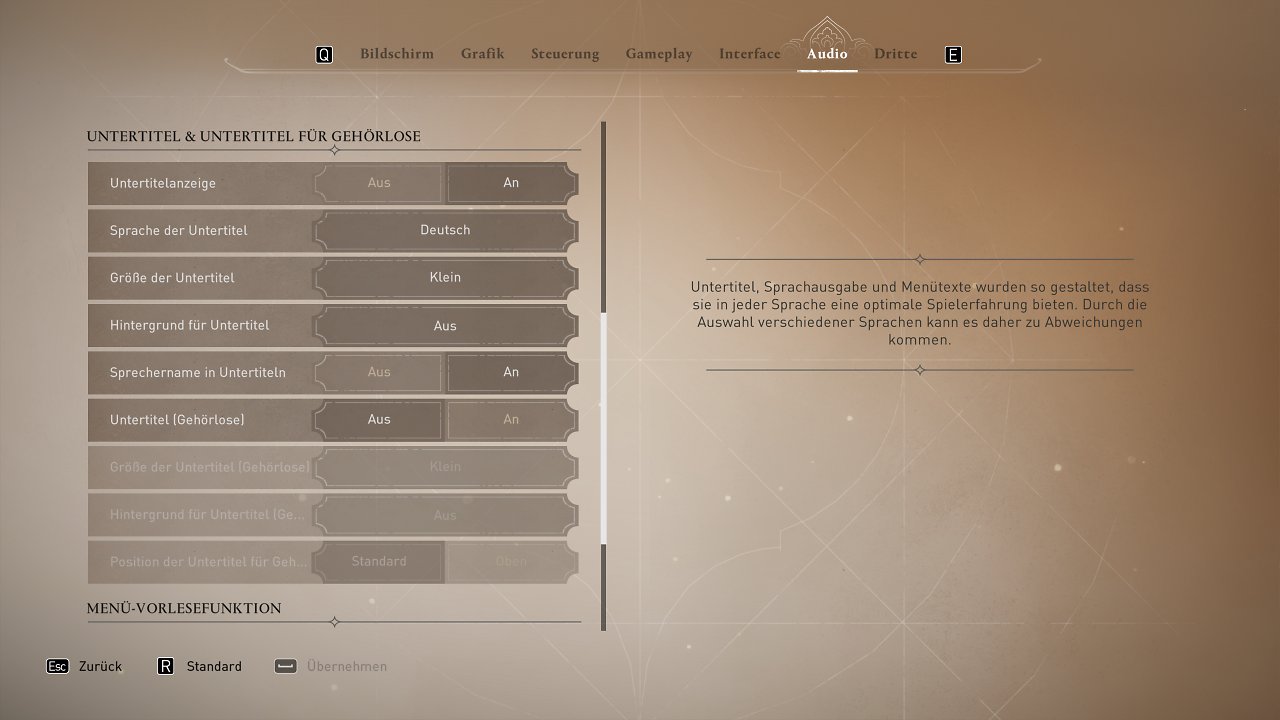 Assassin's Creed Mirage - Menü - 14 - Audio (2)