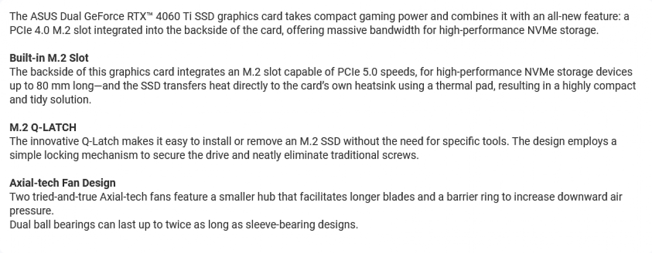 [28/10/2023] Asus Dual Geforce RTX 4060 Ti OC SSD