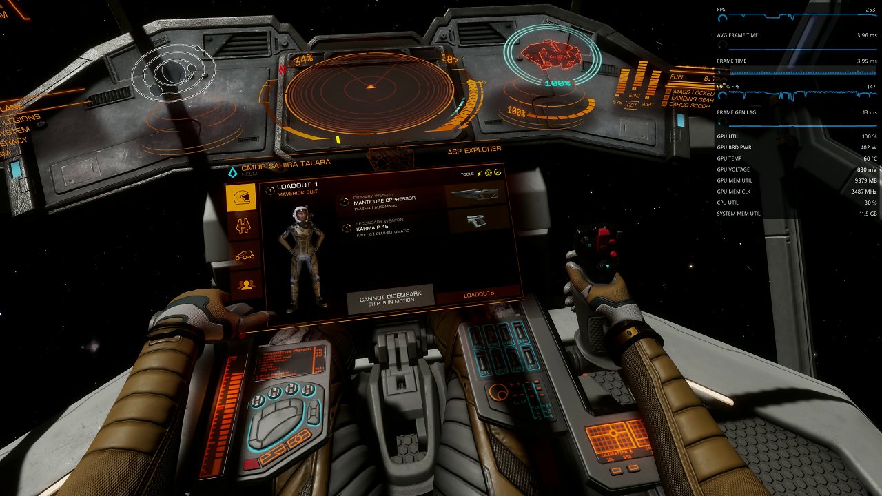 [25/10/2023] Toll: Selbst in älteren Spielen, die noch einen Forward-Renderansatz nutzen und von sich aus nicht mal ein TAA anbieten, funktionieren die Fluid Motion Frames - wie hier am Beispiel Elite Dangerous. Besonders erfreulich bei diesem Titel ist obendrein, dass zusammen mit den Fluid Motion Frames eine temporale Kantenglättung injiziert wird. Von Haus aus ist Elite Dangerous sehr flimmeranfällig, insbesondere die feinen HUD-Elemente betreffend. Nicht mehr so mit Fluid Motion Frames, die sich gar mit Supersampling kombinieren lassen (RX 7900 XTX, 4K, Ultra-Settings mit 1,25 Supersampling)