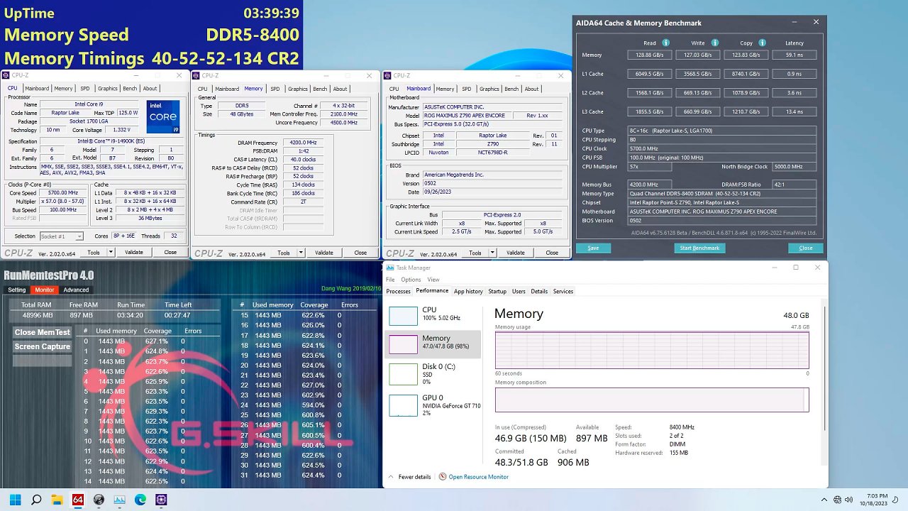 [18/10/2023] 48 GiByte DDR5-8400 CL40