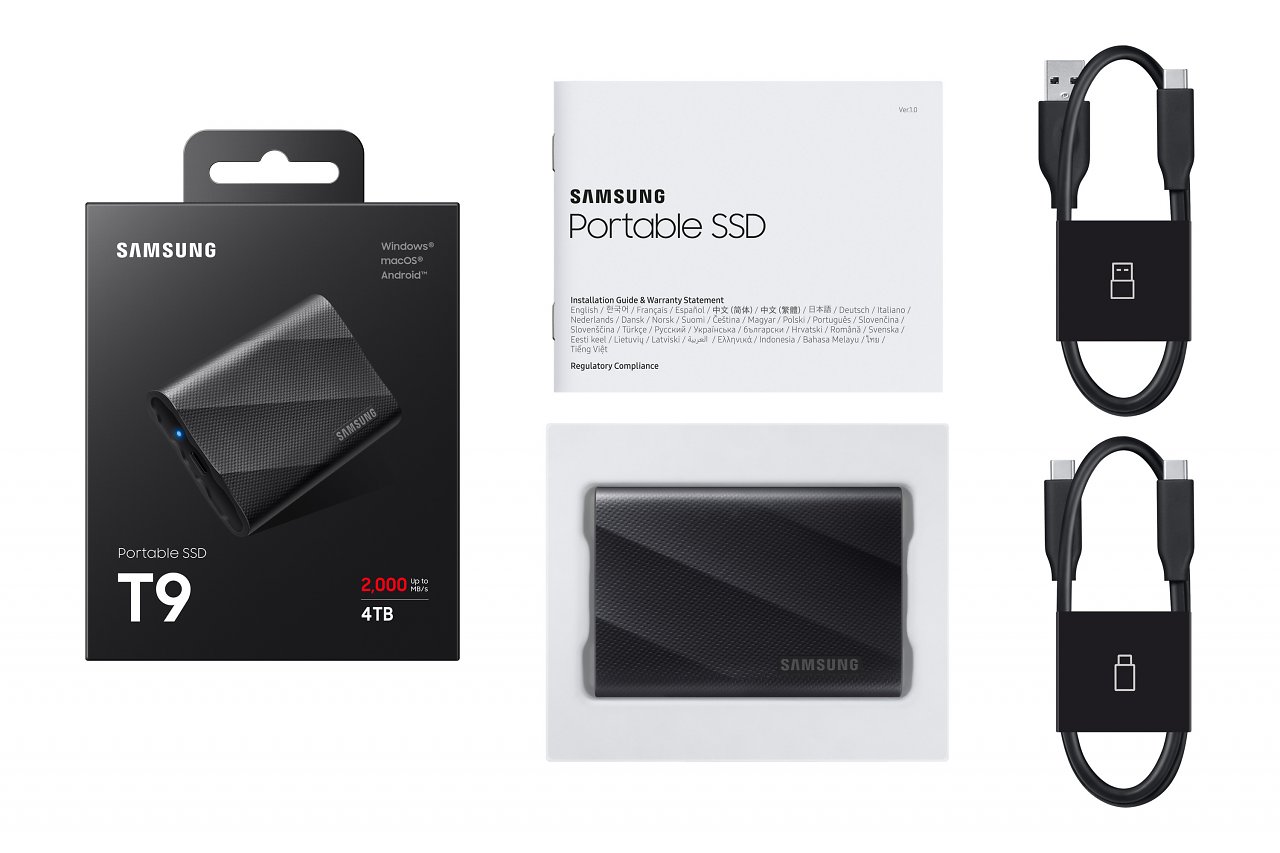 [05/10/2023] Lieferumfang der Samsung T9 SSD.