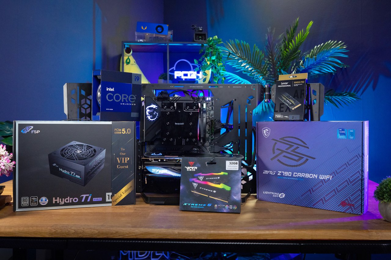 [10/10/2023] Das PCGH-Grafikkarten-Testsystem ist so schnell wie möglich, um tatsächlich nur die Grafikkartenleistung zu testen (hier: das vorige GPU-Rig 2024 mit Intel-Hardware)